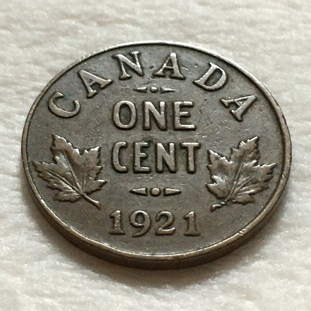 1921 Canada Small Cent Penny - King George V - Rare Early RCM One Cent Coin